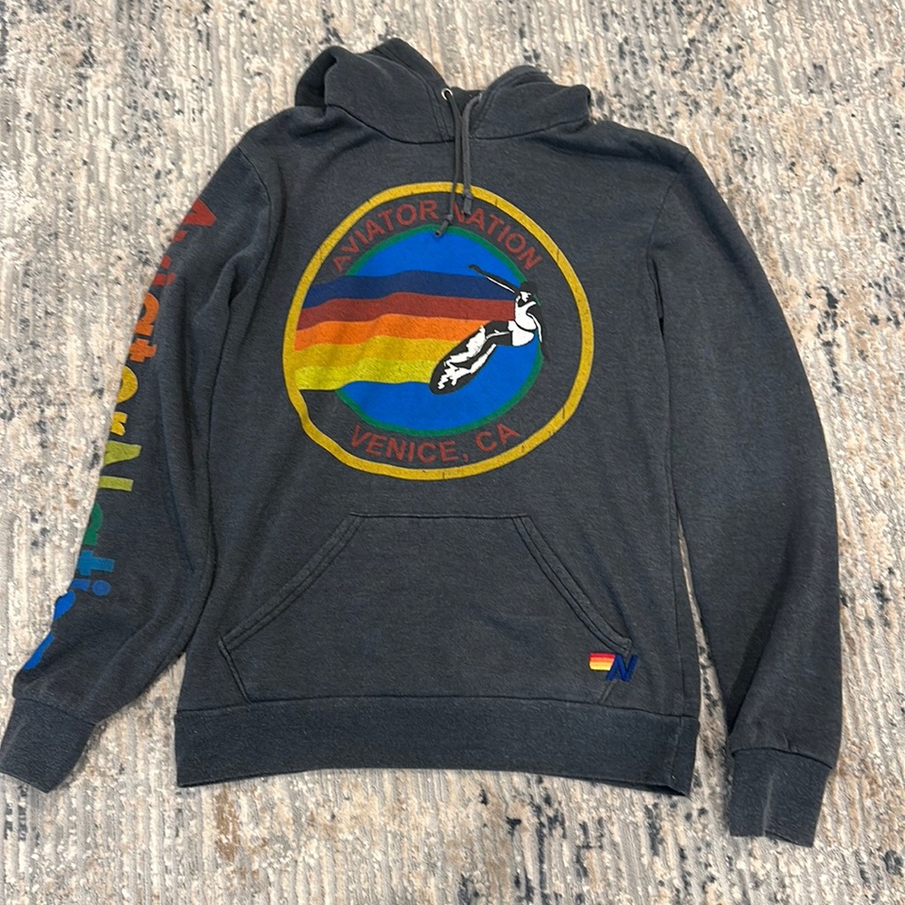 AVIATOR NATION NASHVILLE PULLOVER HOODIE - CHARCOAL Size Small